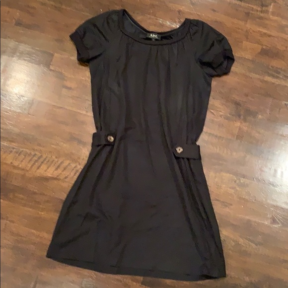 A.P.C. Dresses & Skirts - A.P.C. Black Silk Cotton Dress Short Sleeve Sz M
